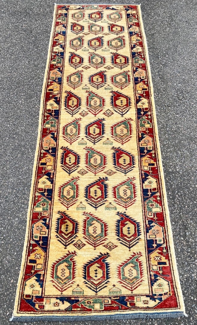 KAZAK CAUCASIAN HAND KNOTTED RUNNER, 2.8 x 8.7 (81cm x 262cm) - 3