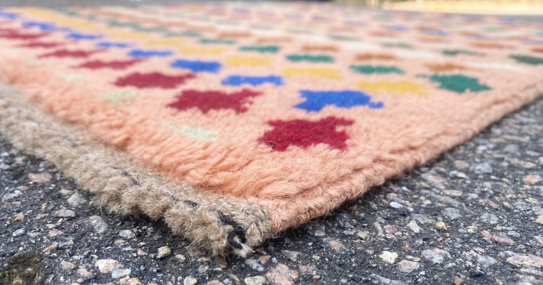 GABBEH HAND KNOTTED RUG, NEW, 2.1 x 2.10 (64cm x 89cm) - 2