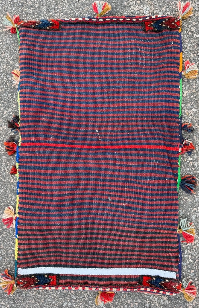 VINTAGE PERSIAN TRIBAL KHORJIN SADDLE BAG, HANDWOVEN AFSHAR NOMADIC DOUBLE-PANELED, 1.9 x 2.11 (5... - 2