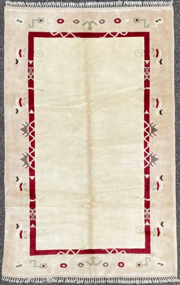 MODERN CAUCASIAN HAND KNOTTED RUG, NEW, 5.7 x 8.9 (170cm x 267cm): Brand new modern Caucasian rug was hand knotted in Turkey of 100% natural wool on a cotton foundation. It has full wool piles and is in new condition. Beautiful colors with excellent