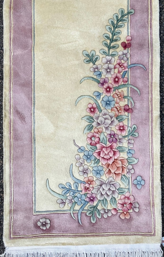 EXTRA LONG, NEW ART DECO HAND KNOTTED 90 LINE RUNNER, 2.6 x 20.0 (76cm x 508cm) - 4