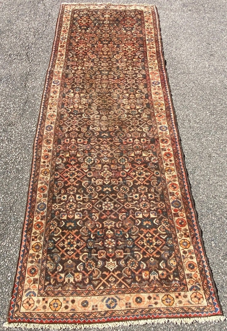 ANTIQUE PERSIAN BIDJAR HAND KNOTTED RUNNER, 3.7 x 10.3 (109cm x 312cm) - 2
