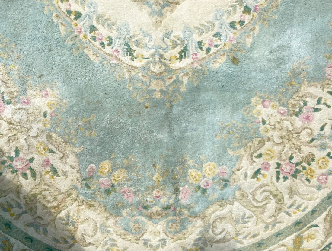 FRENCH STYLE AUBUSSON OVAL HAND KNOTTED RUG, 9.3 x 12.0 (282cm x 366cm) - 8