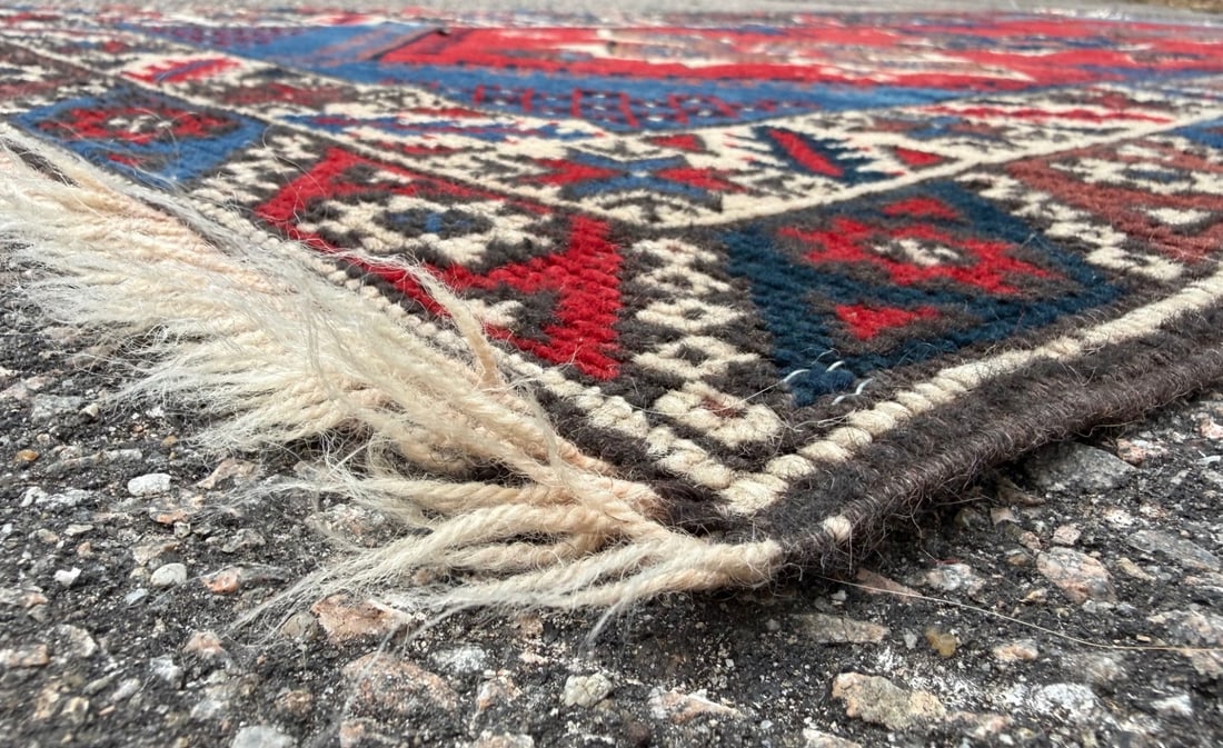 VINTAGE PERSIAN KAZAK CAUCASIAN HAND KNOTTED RUG, 2.5 x 6.2 (74cm x 188cm) - 4