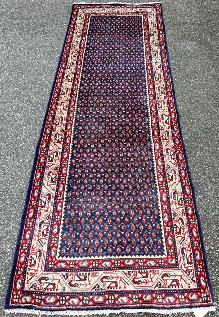 VINTAGE PERSIAN SARABAND MIR HAND KNOTTED RUNNER WITH ALLOVER BOTEH DESIGN, 3.5 x 10.2 (104cm x 3... - 2