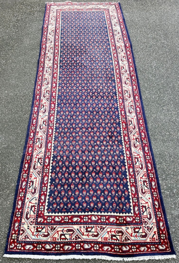 VINTAGE PERSIAN SARABAND MIR HAND KNOTTED RUNNER WITH ALLOVER BOTEH DESIGN, 3.5 x 10.2 (104cm x 3... - 4