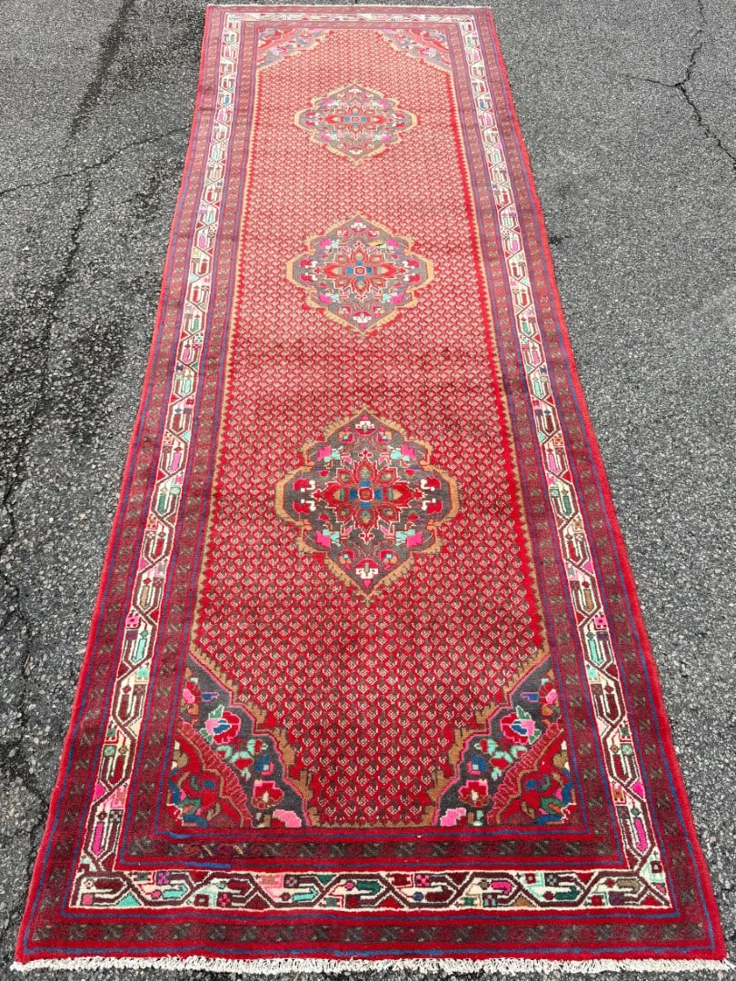 ANTIQUE PERSIAN BIDJAR HAND KNOTTED RUNNER, 3.9 x 12.0 (114cm x 366cm) - 2