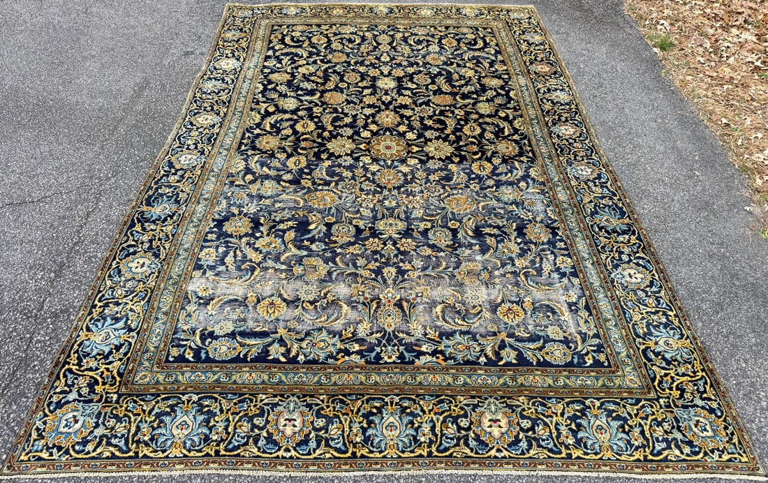 ANTIQUE PERSIAN KASHAN HAND KNOTTED RUG, 7.11 x 12.0 (241cm x 366cm) - 3