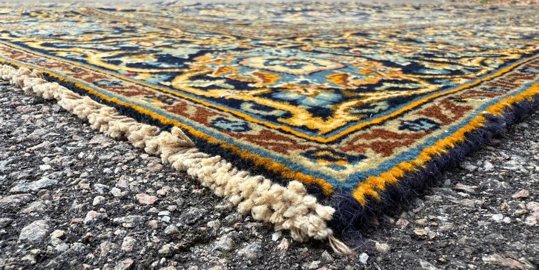 ANTIQUE PERSIAN KASHAN HAND KNOTTED RUG, 7.11 x 12.0 (241cm x 366cm) - 4