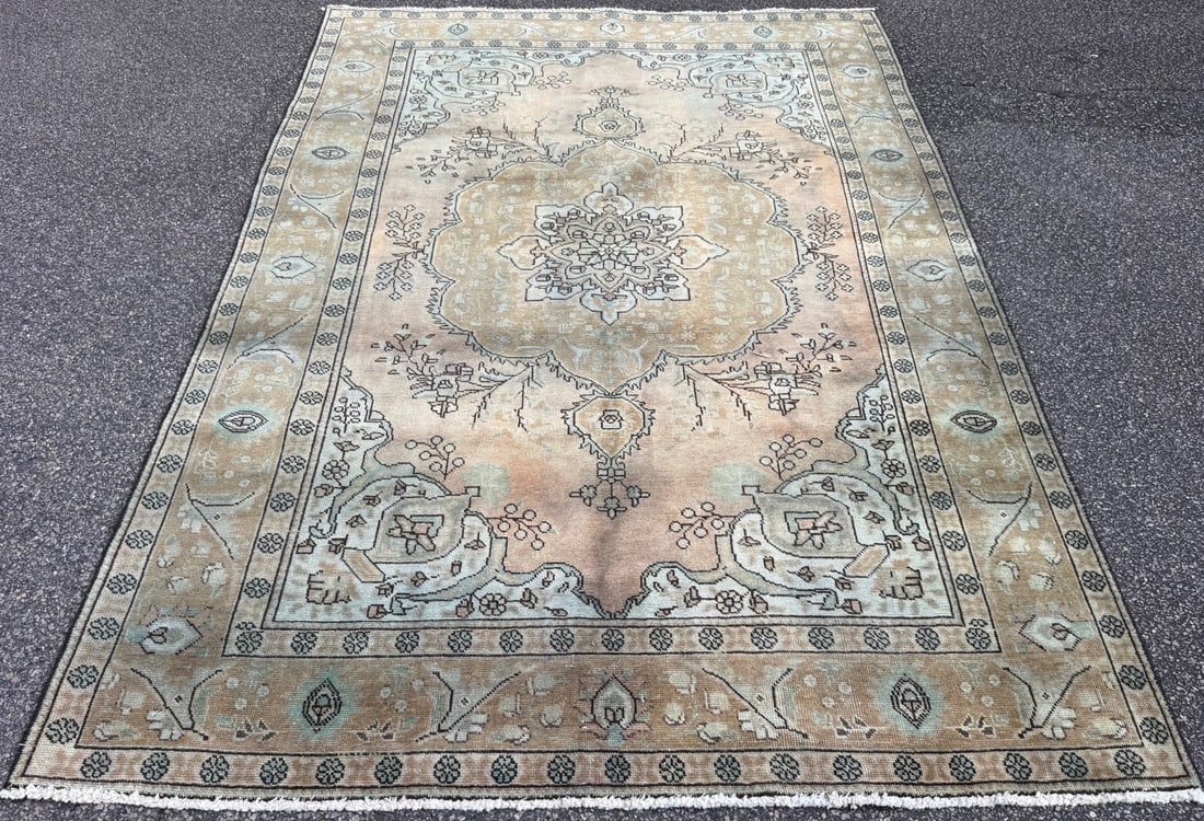 ANTIQUE PERSIAN TABRIZ HAND KNOTTED RUG, 6.7 x 9.5 (201cm x 287cm) - 3