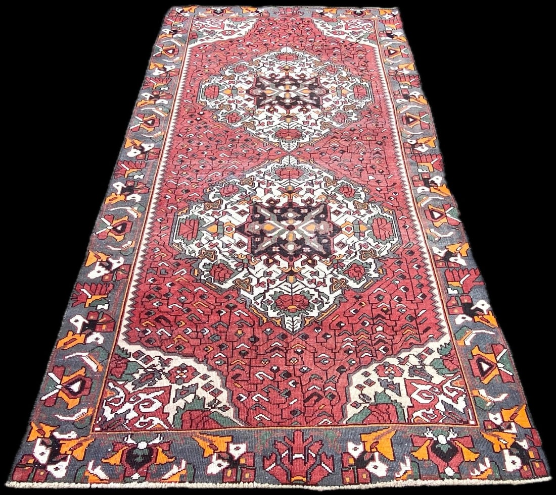 ANTIQUE PERSIAN HAMADAN HAND KNOTTED RUG, 5.0 x 9.7 (152cm x 292cm) - 2