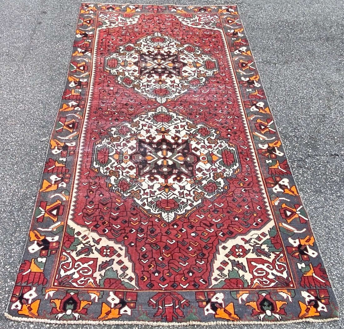 ANTIQUE PERSIAN HAMADAN HAND KNOTTED RUG, 5.0 x 9.7 (152cm x 292cm) - 3