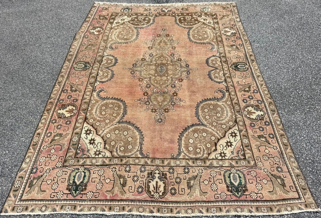 ANTIQUE PERSIAN TABRIZ HAND KNOTTED RUG, 6.6 x 9.4 (198cm x 284cm) - 2