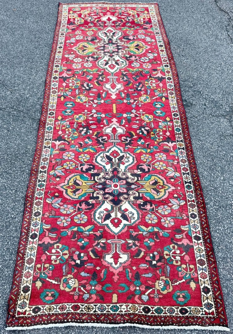 ANTIQUE PERSIAN SAROUK HAND KNOTTED RUNNER, 3.10 x 11.0 (117cm x 335cm) - 2
