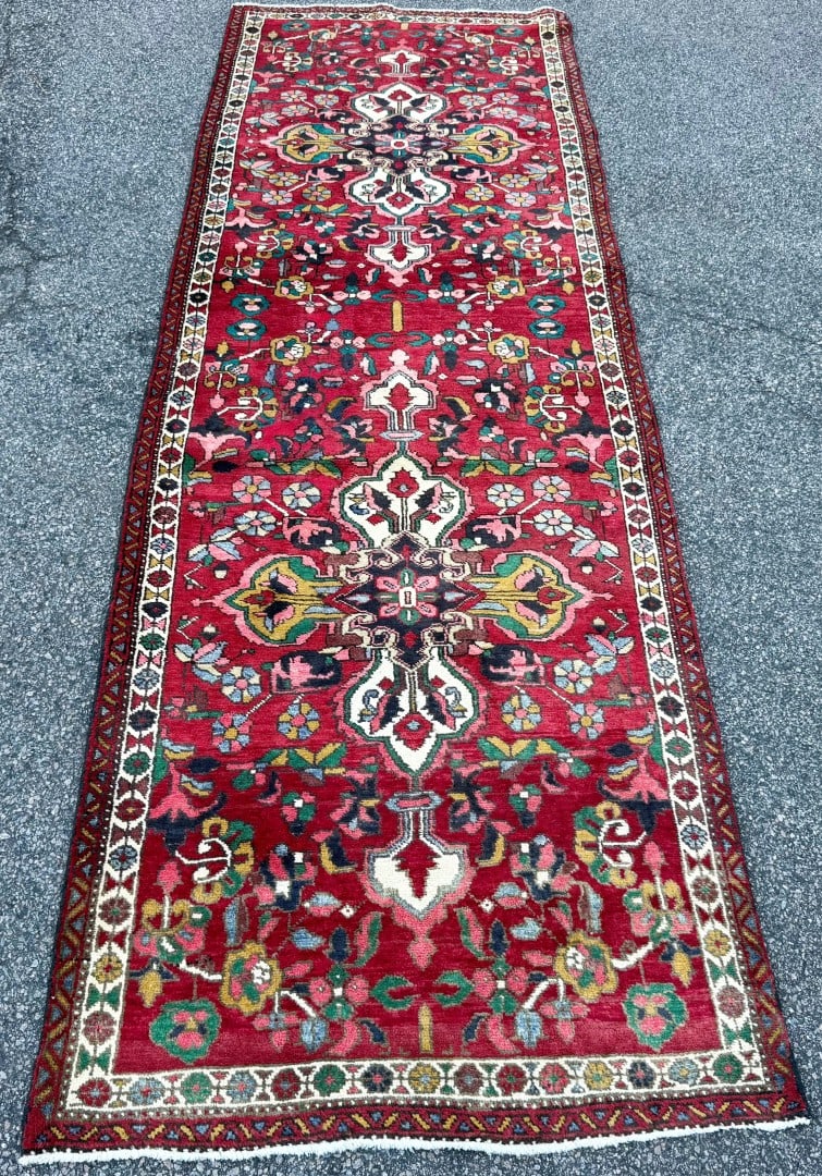ANTIQUE PERSIAN SAROUK HAND KNOTTED RUNNER, 3.10 x 11.0 (117cm x 335cm) - 3
