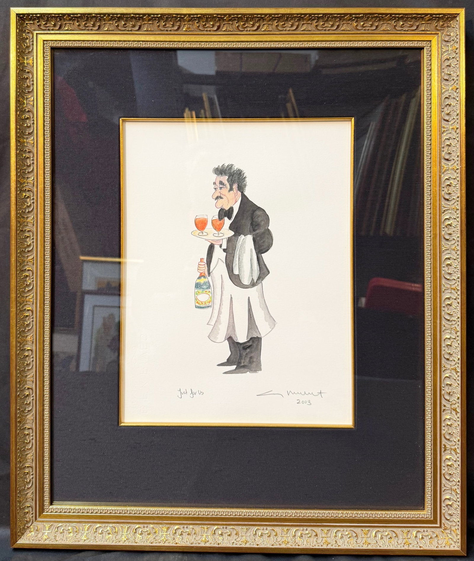 GUY BUFFET (1943) ORIGINAL, HAND SIGNED WATERCOLOR TITLED JUST FOR US, 20.5IN x 24.5IN (52cm x 62cm) (1 of 6)