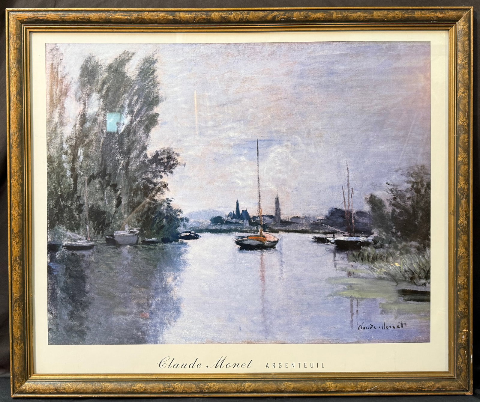 CLAUDE MONET (1840-1926) LITHOGRAPH TITLED ARGENTEUIL SEEN FROM THE SMALL ARM OF THE SEINE, 28IN x (1 of 5)