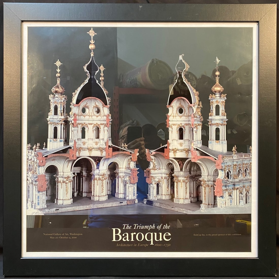 BAROQUE ARCHITECTURE EXHIBITION POSTER, 29.5IN x 29.5IN (75cm x 75cm): Original exhibition poster for Baroque Architecture at The National Gallery in Washington, DC. This piece was produced in 2000. With frame, it measures 29.5 inches x 29.5 inches. It is matted and fram