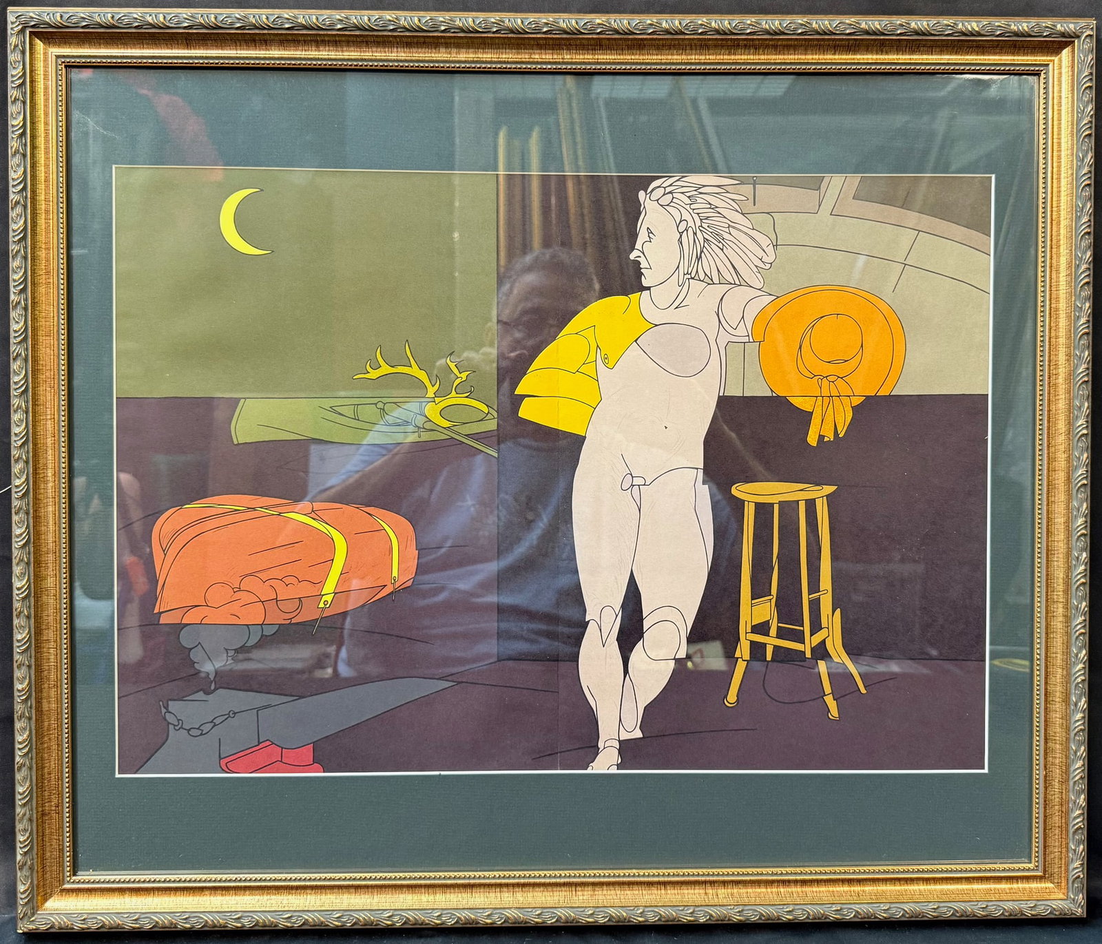 VALERIO ADAMI (1935) ORIGINAL LITHOGRAPH TITLED PIROSMANI/THE MELANCHOLY, 22IN x 26IN (56cm x 66cm) (1 of 4)
