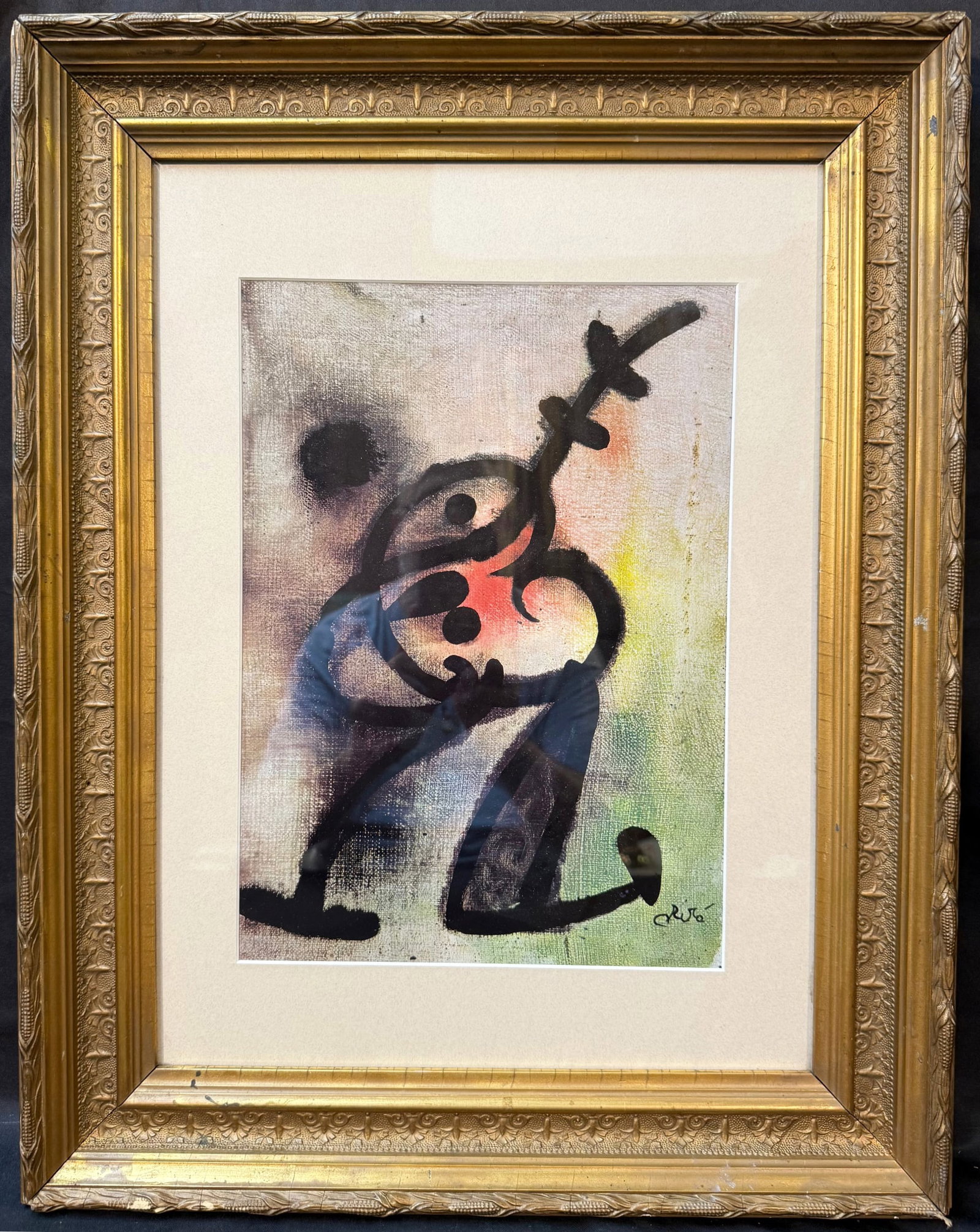 JOAN MIRO (1893-1983) ORIGINAL LIMITED-EDITION LITHOGRAPH TITLED FEMME OISEAU, 19.0IN x 24.0IN (48cm: Original, limited-edition lithograph by celebrated Spanish artist Joan Miro (1893-1983). This piece is titled Femme Oiseau, and it was produced in 1978 on Vellum paper in Paris by Gallery Maeght Paris