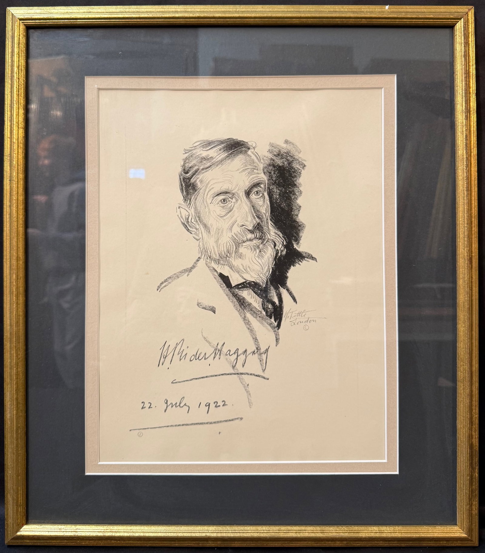 WALTER TITTLE (1883-1966) ORIGINAL LITHOGRAPH TITLED POTRAIT OF HENRY RIDER HAGGARD, 17IN x 20IN (1 of 8)