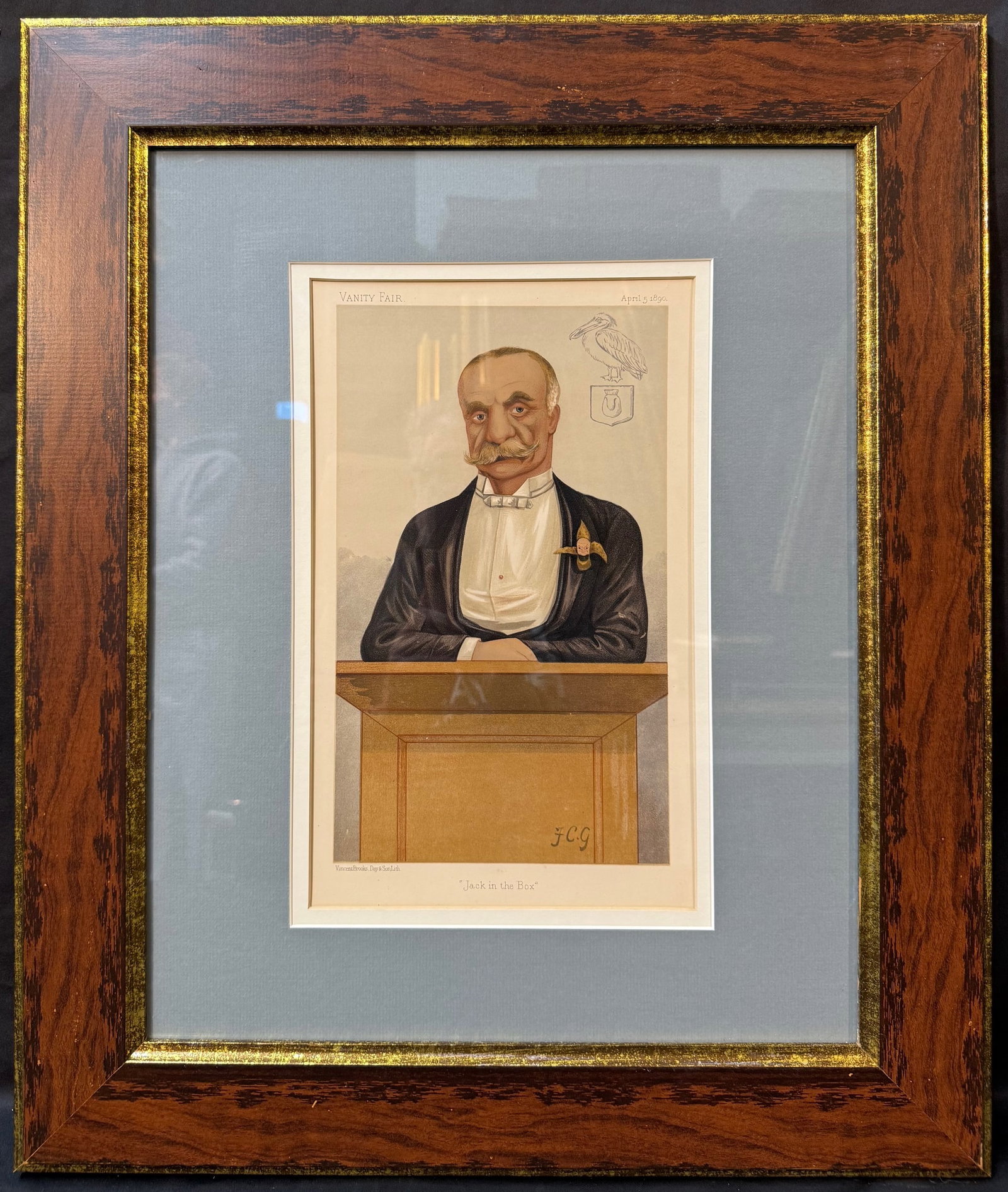 ORIGINAL VANITY FAIR CARICATURE OF BERNARD ANGLE WITH COA, 1890, 21.5IN x 25.5IN (55cm x 65cm) (1 of 6)