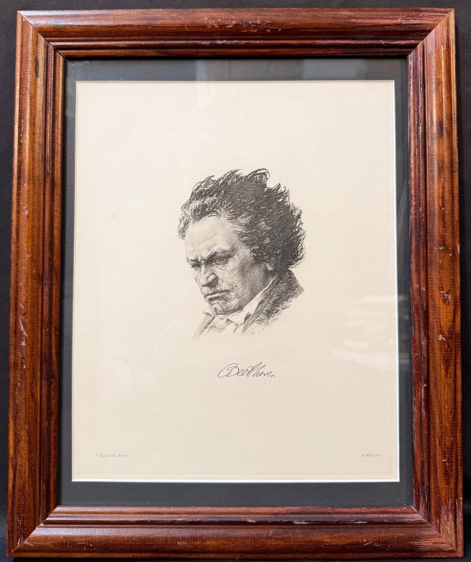 PORTRAIT OF LUDWIG VAN BEETHOVEN, ETCHING AFTER MAX WULFF (1871-1947), 14IN x 17IN (36cm x 43cm) (1 of 8)