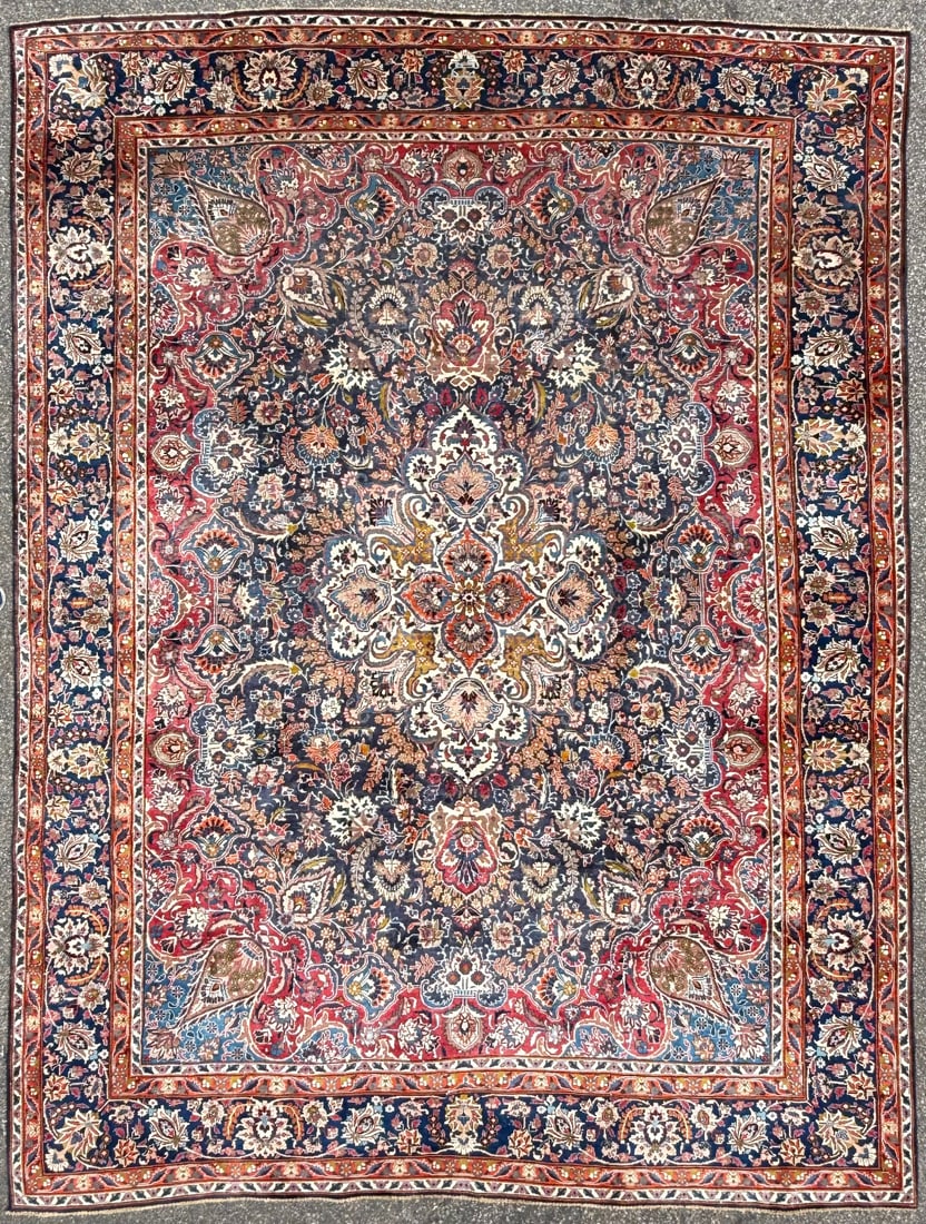 VINTAGE SIGNED PERSIAN KASHMAR HAND KNOTTED RUG, 9.5 x 12.6 (287cm x 381cm) (1 of 8)