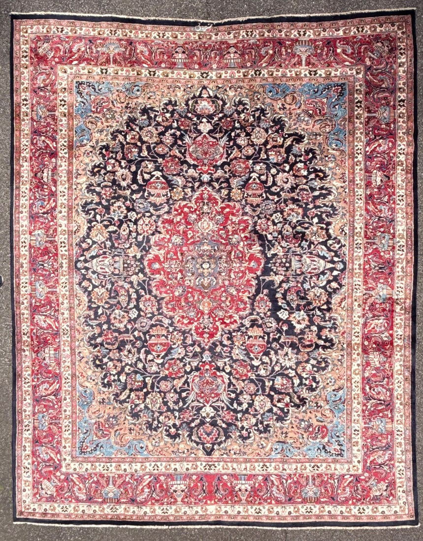 SIGNED PERSIAN KASHAN PICTORIAL HAND KNOTTED RUG, 9.8 x 12.3 (295cm x 373cm) (1 of 10)