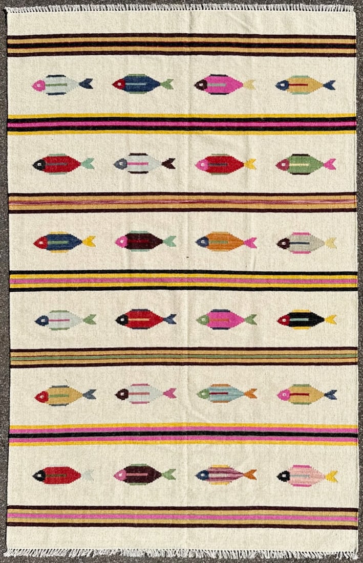 QASHQAI KILIM HAND KNOTTED RUG, NEW, 6.0 x 9.0 (183cm x 274m): New Qashqai Kazak flat weave rug was hand knotted in Afghanistan of 100% natural wool and has flat weave wool piles and is in brand new condition. Beautiful colors with excellent quality. No holes, ne