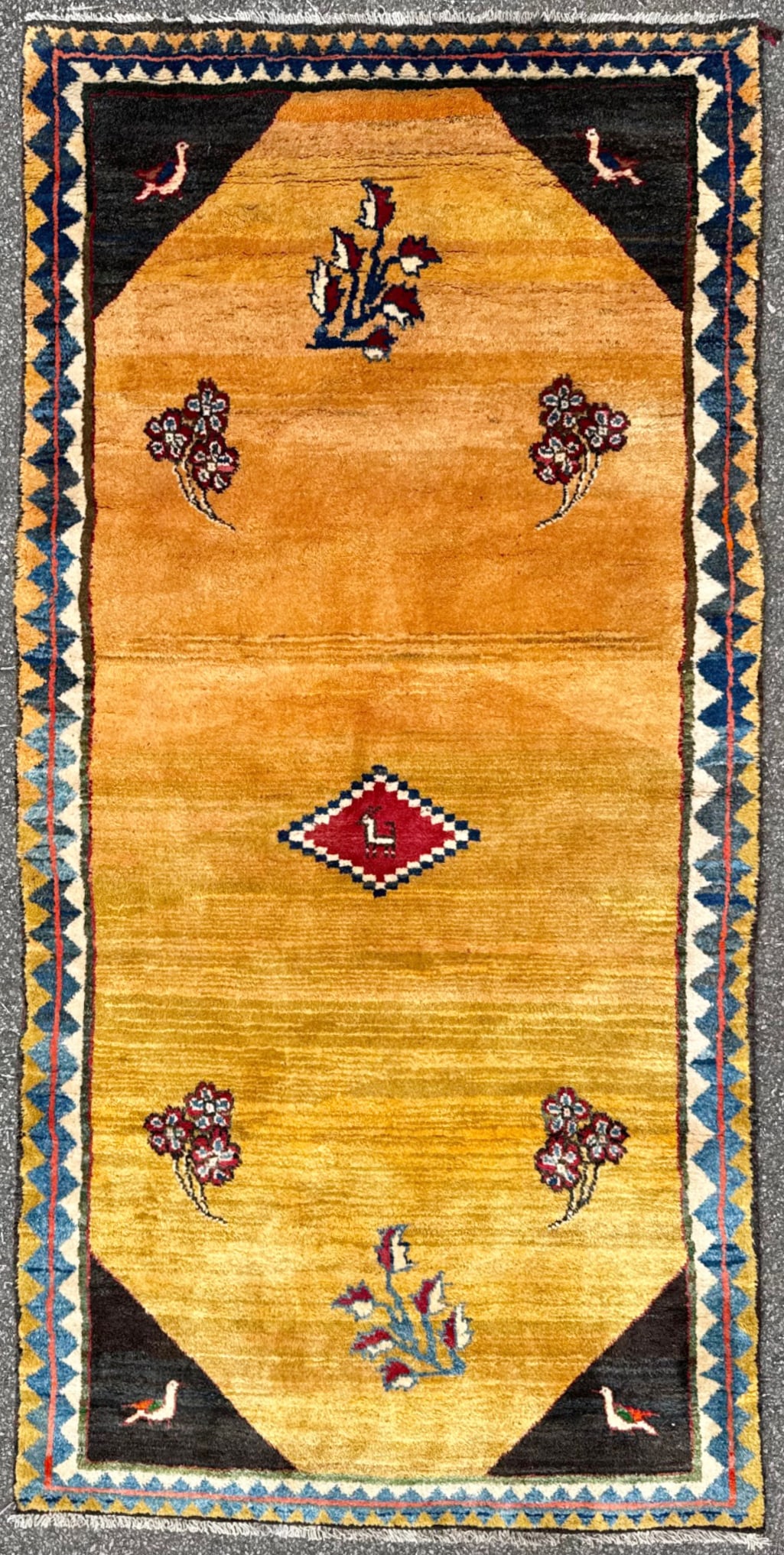 GABBEH PICTORIAL HAND KNOTTED RUG, 4.10 x 9.7 (147cm x 292cm) (1 of 7)
