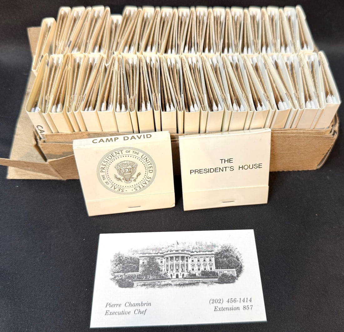WHITE HOUSE AND CAMP DAVID MATCHBOOK ARCHIVE, EXECUTIVE RESIDENCE SERVICE MATERIAL, WHITE HOUSE CHEF: A rare and highly unusual bulk archive of White House and Camp David matchbooks, originating from the estate of Former White House Executive Chef Pierre Chambrin, offering a direct and tangible connec
