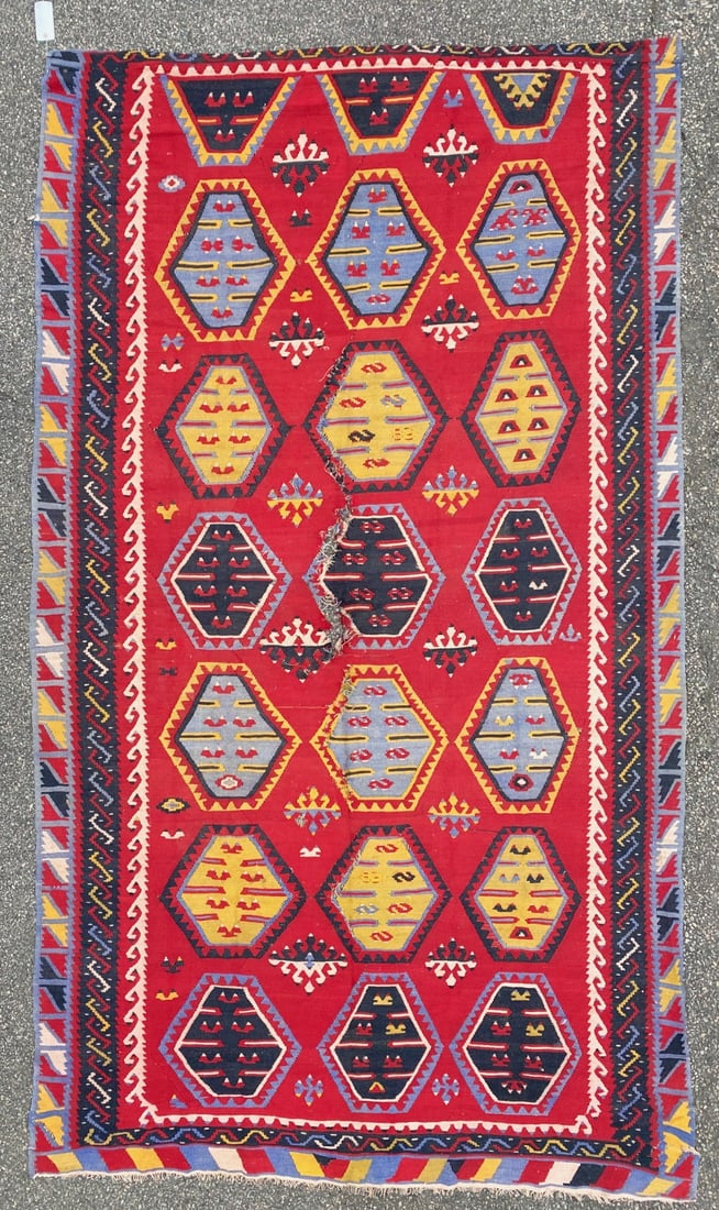 QASHQAI KILIM HAND KNOTTED RUNNER, 6.0 x 11.0 (183cm x 335cm): This Vintage Qashqai Kazak flat weave runner was hand knotted in Afghanistan of 100% natural wool and has flat weave wool piles and is in excellent condition for its age. Beautiful colors with excelle