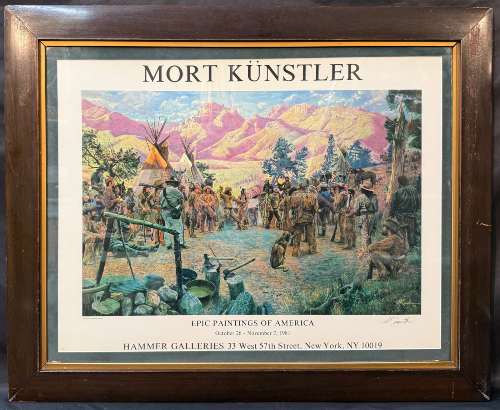 SIGNED MORT KÜNSTLER “TOMAHAWK THROWING CONTEST” EPIC PAINTINGS OF AMERICA (1 of 7)