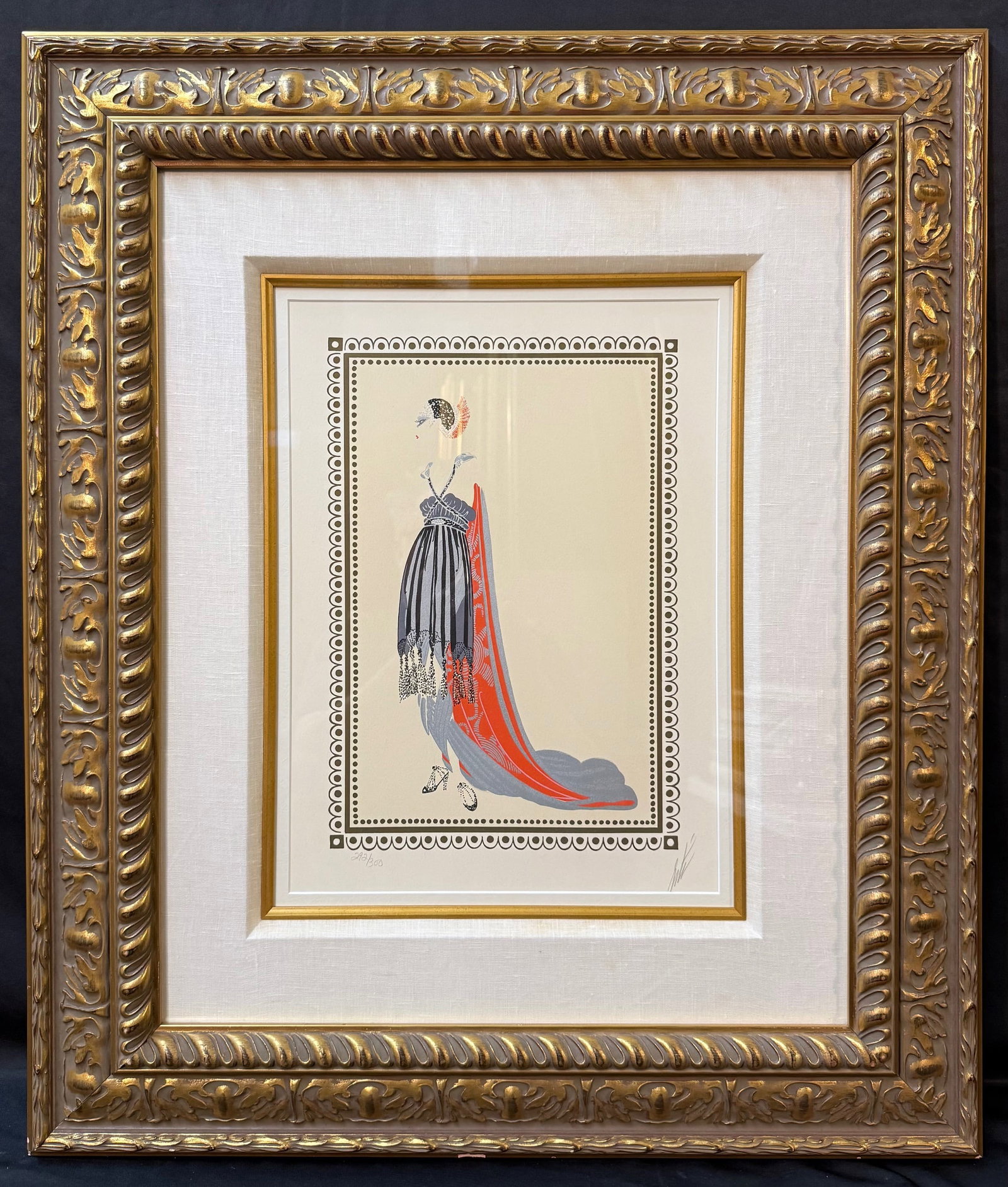 ROMAIN DE TIRTOFF, OR ERTE (1892-1990) SEDUCTRESS, HAND SIGNED ART DECO COLOR LITHOGRAPH, 1979,: This elegant Art Deco lithograph titled Seductress was created in 1979 by the celebrated designer Erté, one of the most influential artists of the Art Deco movement. Hand signed an