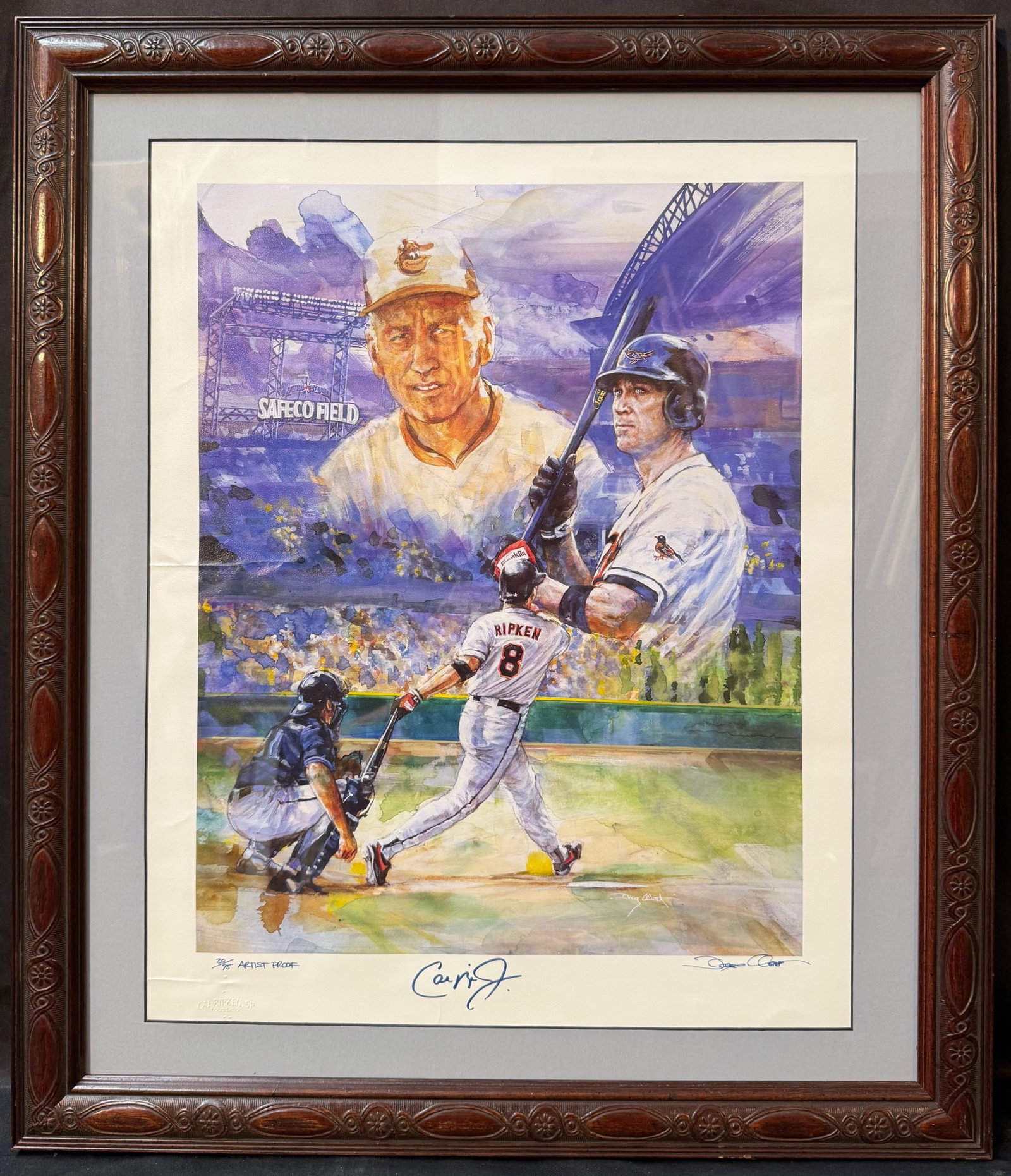 DOUG CAVANAGH (1959) CAL RIPKEN JR HAND SIGNED ARTIST?S PROOF PRINT, 21.5IN x 24IN (53cm x 61cm) (1 of 7)