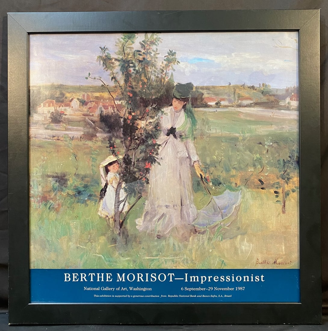 ORIGINAL BERTHE MORISOT (1841-1895) NATIONAL GALLERY OF ART EXHIBITION POSTER, 29.5IN x 29.5IN (75cm: Berthe Morisot (1841-1895) original poster for her exhibition at the National Gallery of Art in Washington, DC in 1987. The underlying piece that was used for the poster is titled Hide and Seek, after