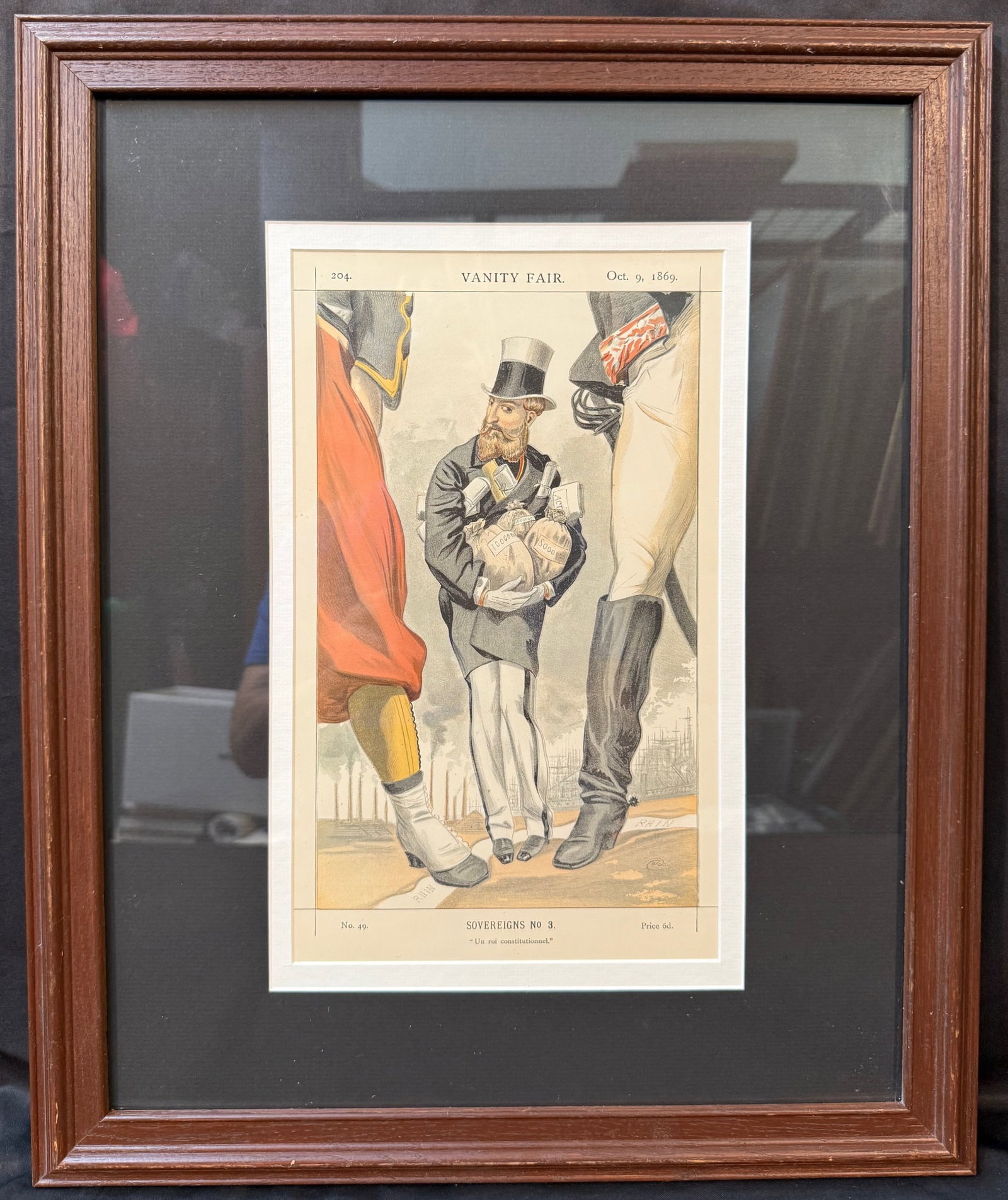 ORIGINAL VANITY FAIR CARICATURE OF LEOPOLD II, KING OF THE BELGIANS WITH COA, 1869, 15.5IN x 21.5IN (1 of 9)