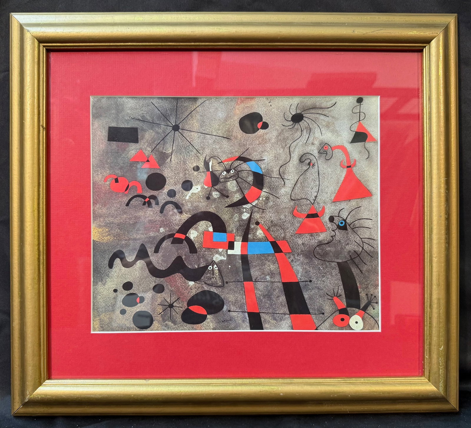 JOAN MIRO (1893-1983) LITHOGRAPH TITLED THE ESCAPE LADDER, 17IN x 19IN (43cm x 48cm): Lithograph by celebrated Spanish artist Joan Miro (1893-1983) titled The Escape Ladder and is part of Miro’s Constellations Series. This piece is after the original which was painted in 1940 and