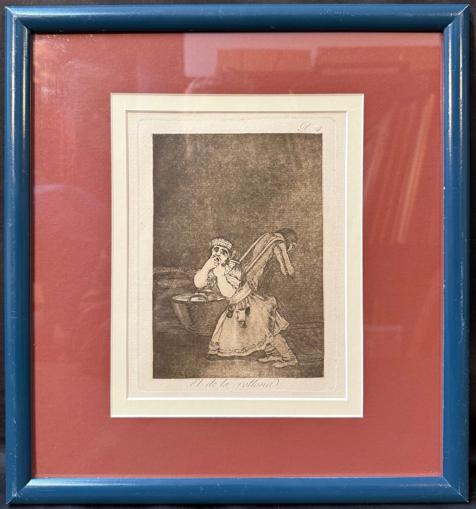 FRANCISCO JOSE DE GOYA Y LUCIENTES (1746-1828), ETCHING AND AQUATINT TITLED EL DE LA ROLLONA, 13.5IN: This is a finely printed, posthumous impression of Plate 4, El de la rollona, from Francisco de Goya’s seminal satirical series Los Caprichos, first published in 1799. This piece 