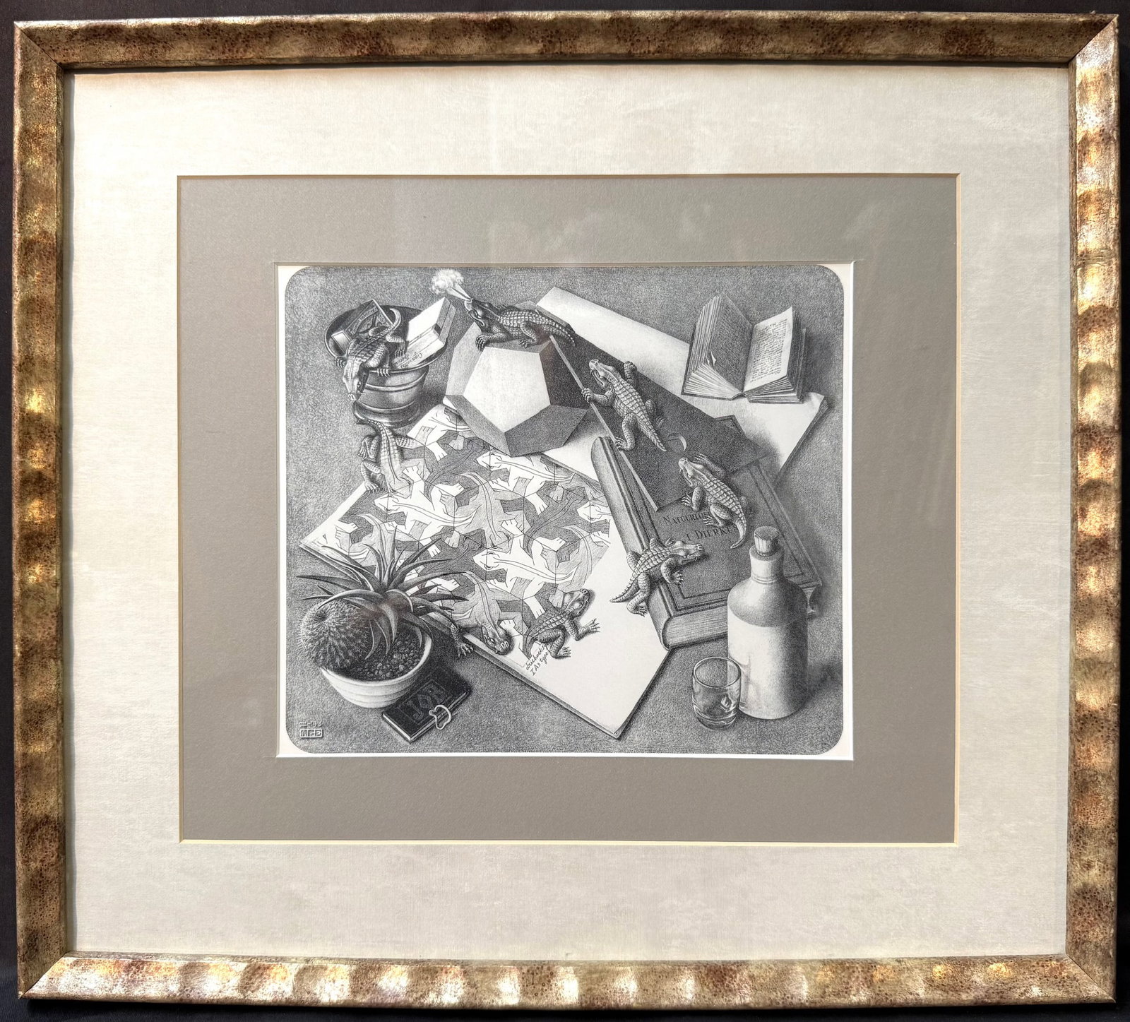 M.C. ESCHER (1898-1972) LITHOGRAPH TITLED REPTILES, 1943, 17IN x 19IN (43cm x 48cm) (1 of 5)