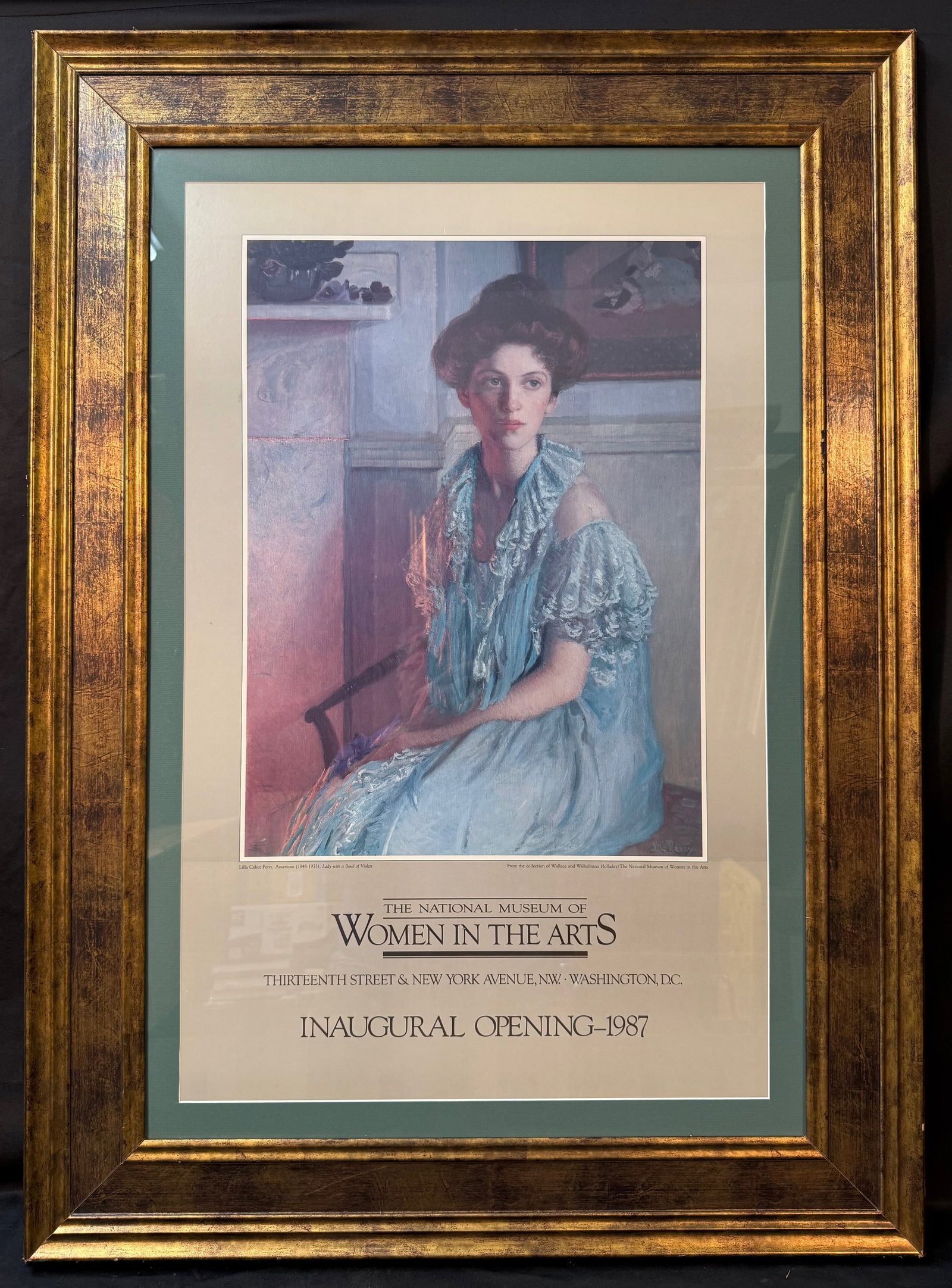 ORIGINAL EXHIBITION POSTER FOR THE OPENING OF THE NATIONAL MUSEUM OF THE WOMEN IN THE ART?S MUSEUM,: Original vintage poster advertising the exhibition for the inaugural opening of the National Museum of Women in the Arts in Washington, D.C., in 1987. The underlying piece is titled Lady with a B