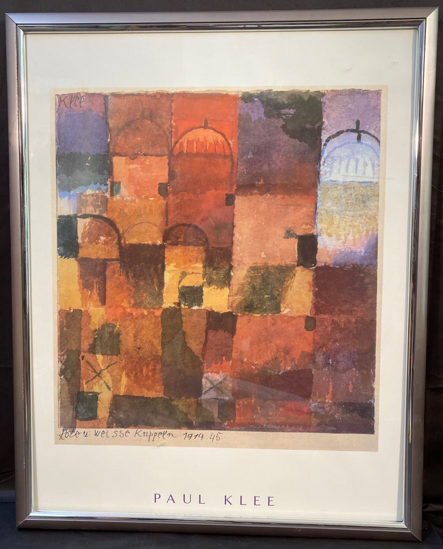 PAUL KLEE (1879-1940) COLOR LITHOGRAPH TITLED ROTE WEISSE KUPPELN 1914.45 ? 24IN x 30IN (1 of 3)