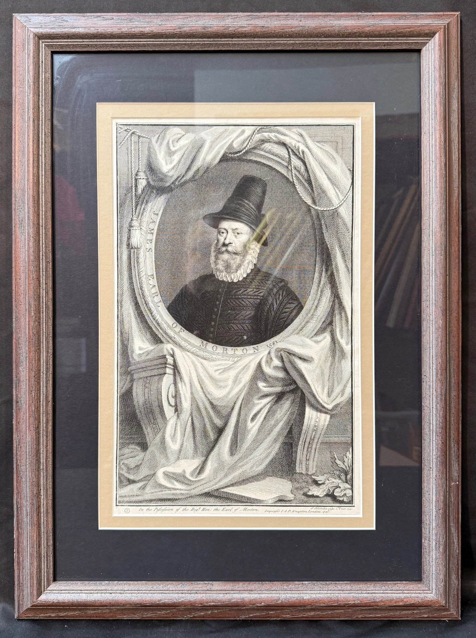 JACOBUS HOUBRAKEN (1698-1780) COPPERPLATE ENGRAVING OF JAMES DOUGLAS, 4TH EARL OF MORTON, 17IN x (1 of 7)