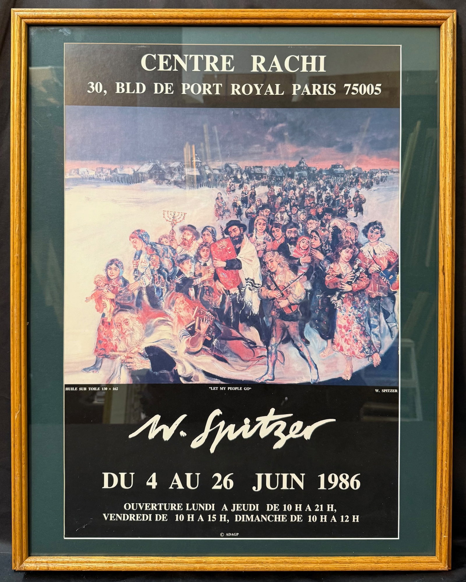 ORIGINAL WALTER SPITZER (1927-2021) ART EXPOSITION POSTER, 24.5IN x 31IN (62cm x 79cm): Original 1986 exhibition poster reproducing Let My People Go, a major oil painting by Walter Spitzer, issued for his solo exhibition at Centre Rachi, 30 Boulevard de Port-Royal, Paris (75005