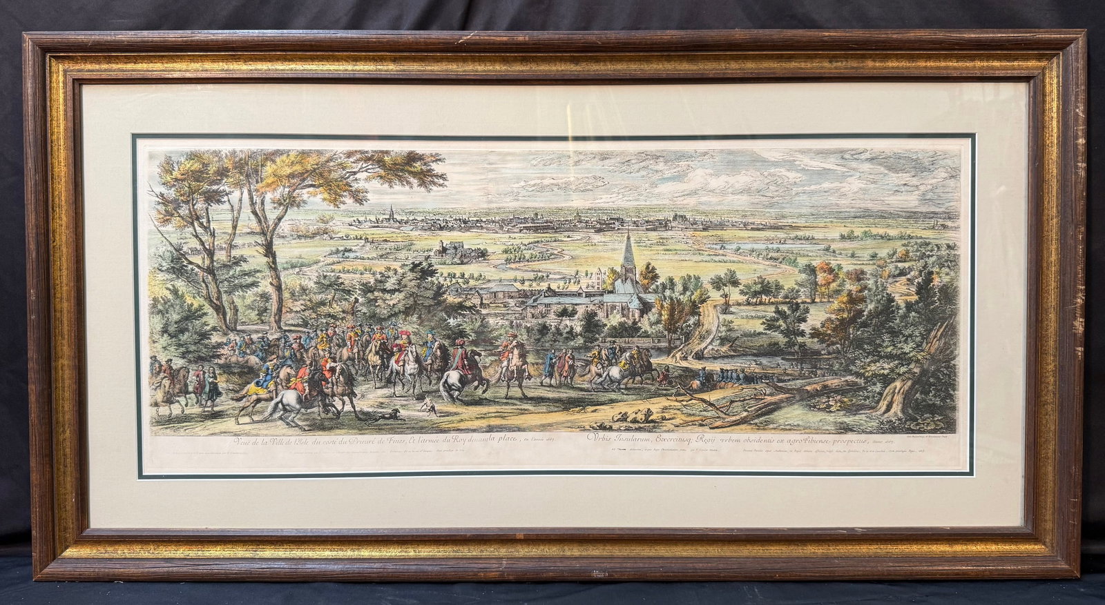 17th CENTURY FRENCH ROYAL MILITARY ENGRAVING AFTER ADAM FRANS VAN DER MEULEN, SIEGE OF LILLE, 1667,: Monumental 17th-century French royal military print depicting Lille during the 1667 siege by the army of Louis XIV, an event central to the War of Devolution. The composition 