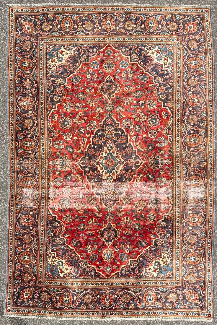 ANTIQUE CLASSIC PERSIAN KASHAN HAND KNOTTED RUG, 6.5 x 9.7 (196cm x 292cm) (1 of 5)