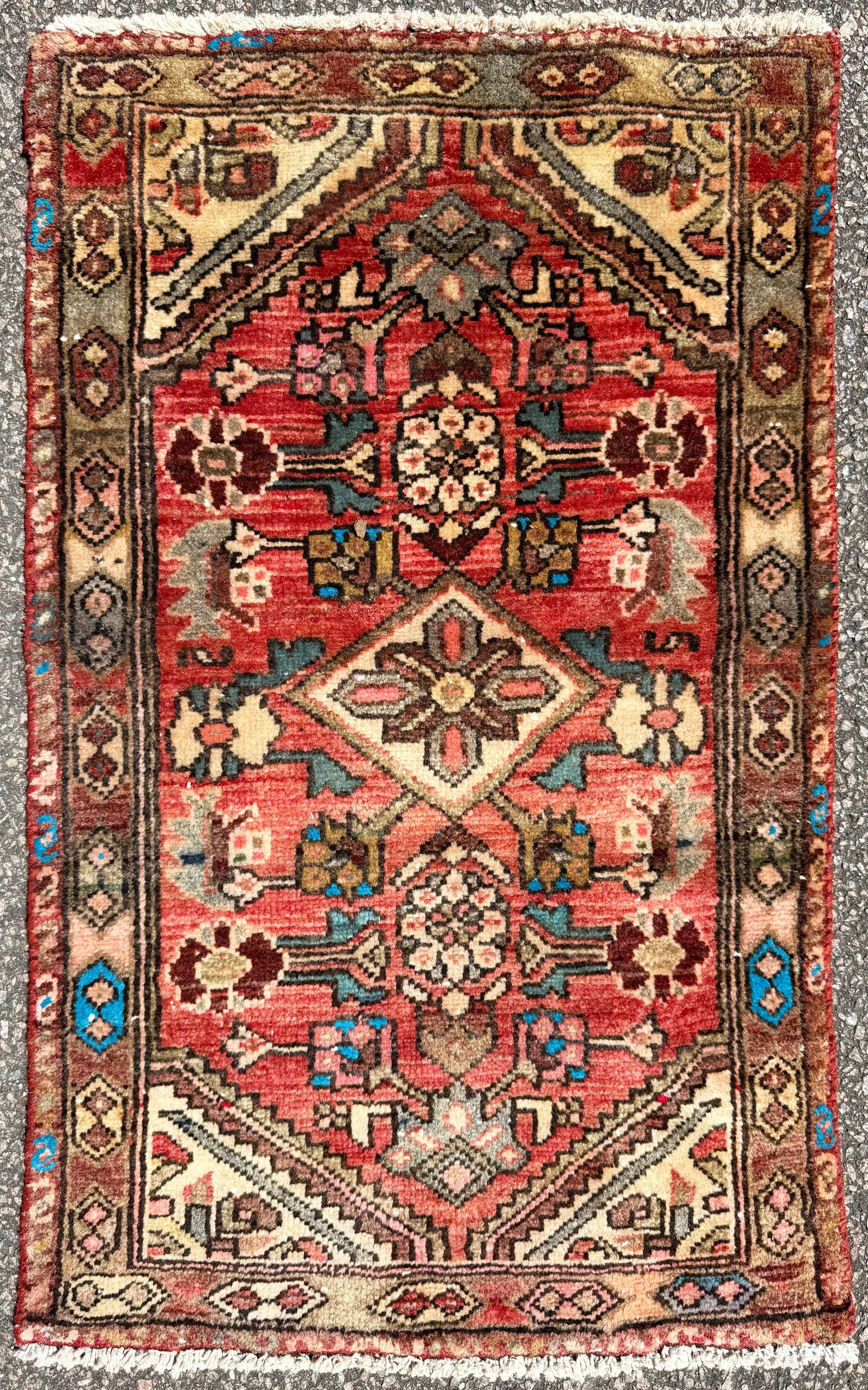 ANTIQUE PERSIAN HAMADAN HAND KNOTTED RUG, 2.0 x 3.3 (61cm x 99cm) (1 of 4)