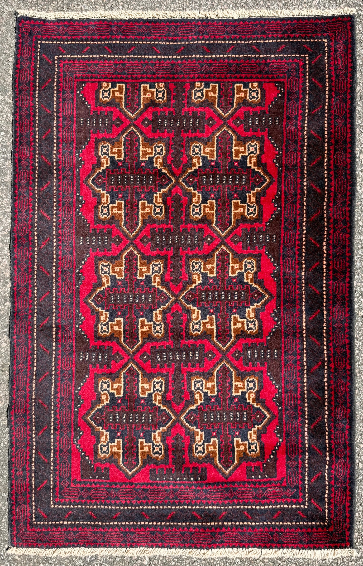 VINTAGE AFGHANI BALOUCH HAND KNOTTED RUG, 3.0 x 4.9 (91cm x 145cm) (1 of 3)