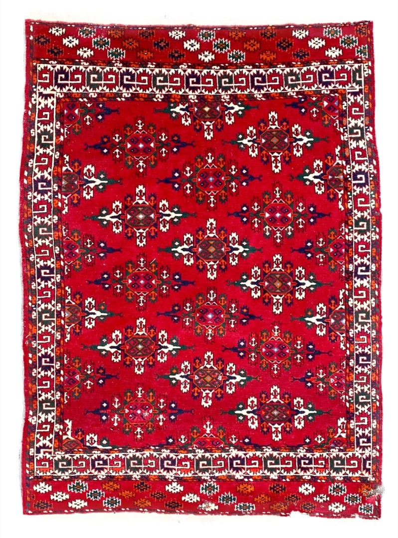 VINTAGE JALDAR HAND KNOTTED WOOL RUG, 4.6 x 6.0 (137cm x 183cm): Vintage Jaldar rug was hand knotted in Pakistan of 100% natural wool on a cotton foundation. This rug is 50+ years old, it has medium to low wool piles and is in excellent condition for its 
